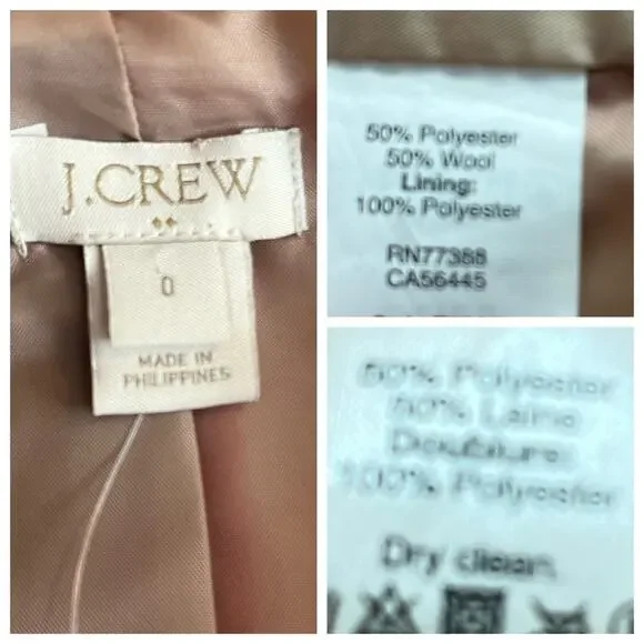 J. Crew Women's Wool Blend Stadium Cocoon Zip Front Coat Pink Women's Size 0 - Picture 11 of 12